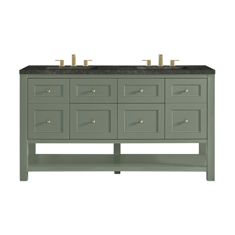 James Martin - Breckenridge 60" Double Vanity, Smokey Celadon, w/ 3 CM Phantome Eclos Top - 330-V60D-SC-3PHT view 1