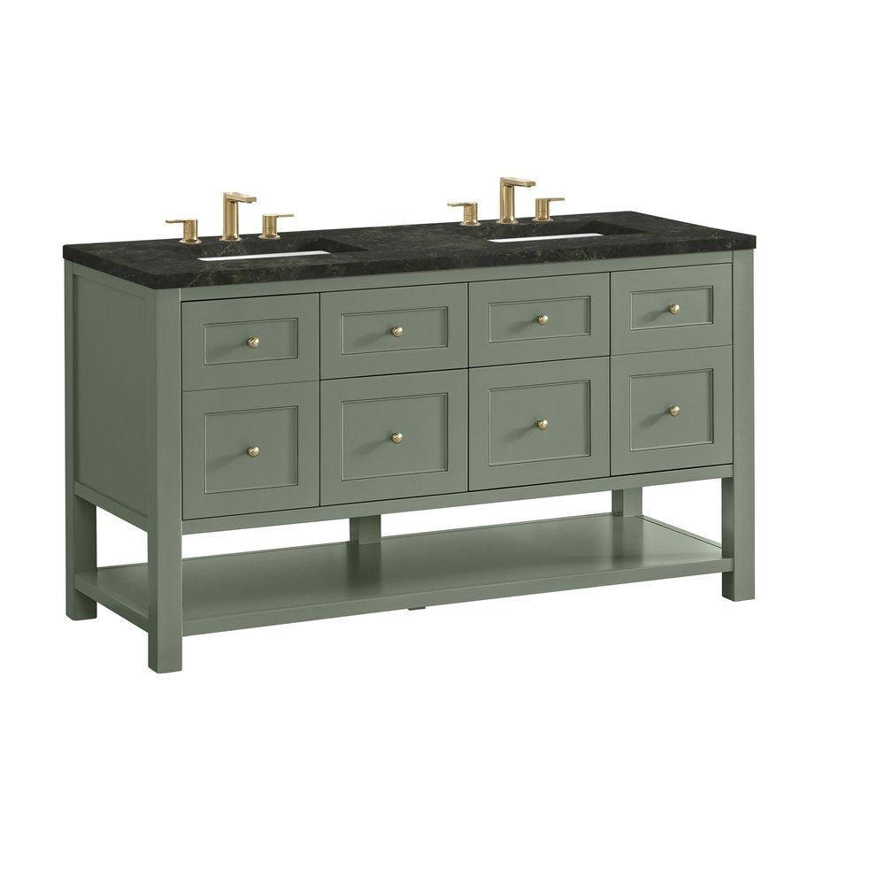 James Martin - Breckenridge 60" Double Vanity, Smokey Celadon, w/ 3 CM Phantome Eclos Top - 330-V60D-SC-3PHT view 10