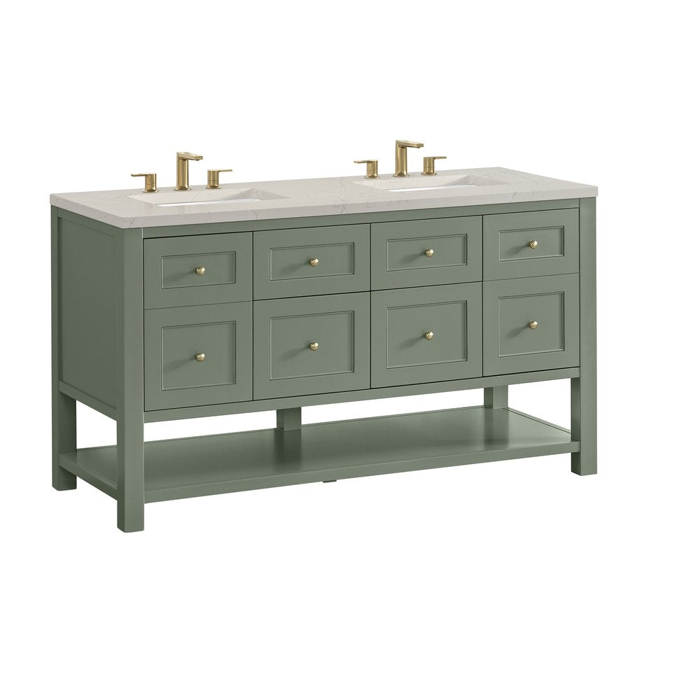 James Martin - Breckenridge 60" Double Vanity, Smokey Celadon, w/ 3 CM Siberian Silestone Top - 330-V60D-SC-3SFR view 10