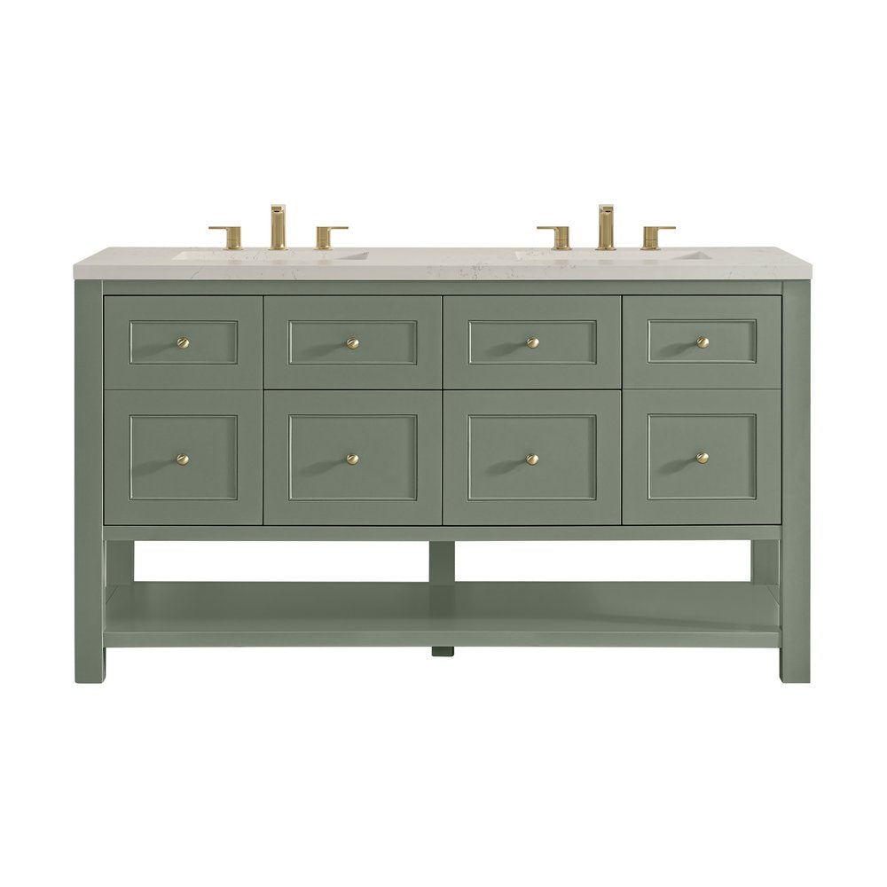 James Martin - Breckenridge 60" Double Vanity, Smokey Celadon, w/ 3 CM Siberian Silestone Top w/FreePower Wireless Charger - 330-V60D-SC-FSFR view 1