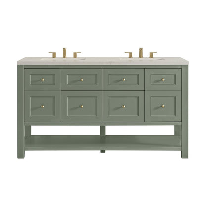 James Martin - Breckenridge 60" Double Vanity, Smokey Celadon, w/ 3 CM Siberian Silestone Top w/FreePower Wireless Charger - 330-V60D-SC-FSFR view 1
