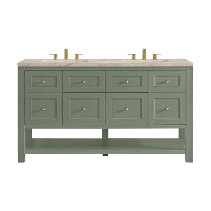 James Martin - Breckenridge 60" Double Vanity, Smokey Celadon, w/ 3 CM Tajnar Eclos Top - 330-V60D-SC-3TJR view 1