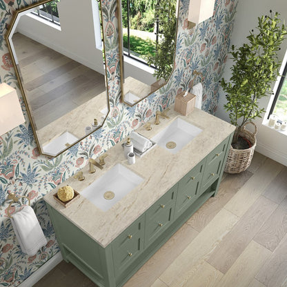 James Martin - Breckenridge 60" Double Vanity, Smokey Celadon, w/ 3 CM Tajnar Eclos Top - 330-V60D-SC-3TJR view 7
