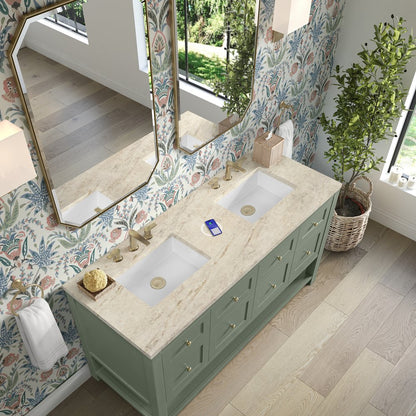 James Martin - Breckenridge 60" Double Vanity, Smokey Celadon, w/ 3 CM Tajnar Eclos Top w/FreePower Wireless Charger - 330-V60D-SC-FTJR view 7