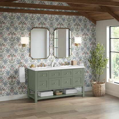 James Martin - Breckenridge 60" Double Vanity, Smokey Celadon, w/ 3 CM White Zeus Quartz Top - 330-V60D-SC-3WZ view 5
