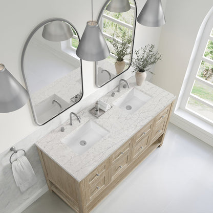 James Martin - Breckenridge 60" Double Vanity, Whitewashed Oak, w/ 3 CM Eternal Jasmine Pearl Quartz Top - 330-V60D-WWO-3EJP view 7
