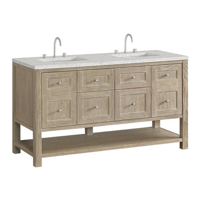James Martin - Breckenridge 60" Double Vanity, Whitewashed Oak, w/ 3 CM Eternal Jasmine Pearl Quartz Top - 330-V60D-WWO-3EJP view 10