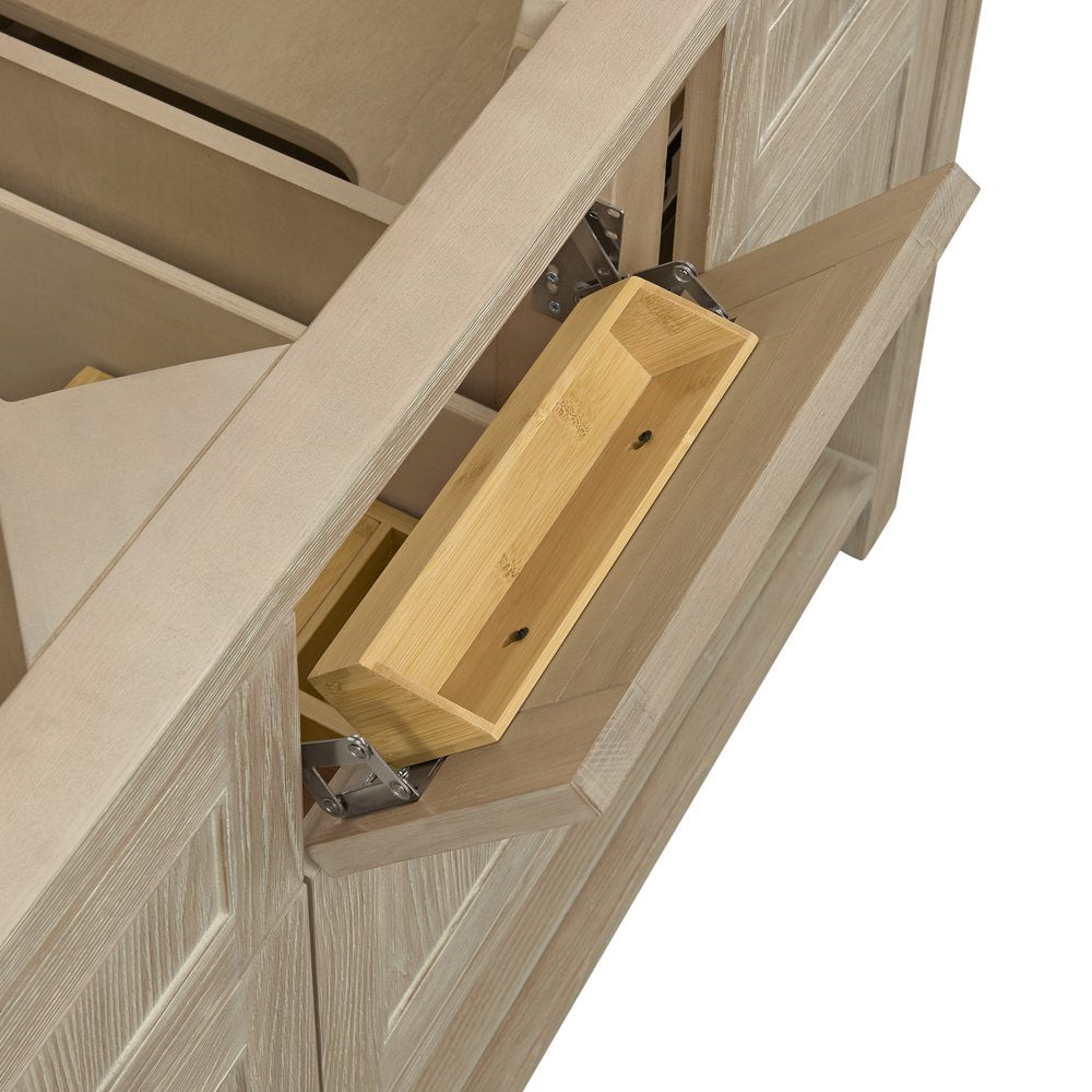 James Martin - Breckenridge 60" Double Vanity, Whitewashed Oak, w/ 3 CM Eternal Jasmine Pearl Quartz Top - 330-V60D-WWO-3EJP view 11