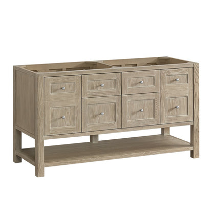 James Martin - Breckenridge 60" Double Vanity, Whitewashed Oak, w/ 3 CM Eternal Jasmine Pearl Quartz Top w/FreePower Wireless Charger - 330-V60D-WWO-FEJP view 3