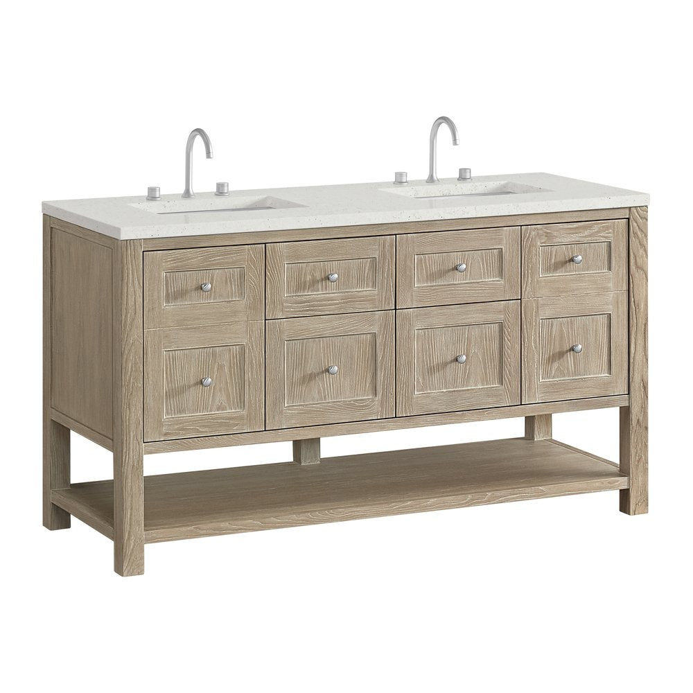 James Martin - Breckenridge 60" Double Vanity, Whitewashed Oak, w/ 3 CM Lime Delight Quartz Top - 330-V60D-WWO-3LDL view 10