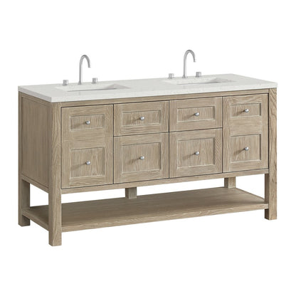 James Martin - Breckenridge 60" Double Vanity, Whitewashed Oak, w/ 3 CM Lime Delight Quartz Top - 330-V60D-WWO-3LDL view 10