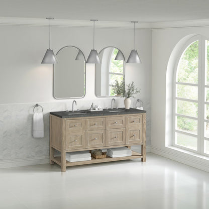 James Martin - Breckenridge 60" Double Vanity, Whitewashed Oak w/ 3 CM Parisien Bleu Top - 330-V60D-WWO-3PBL view 4