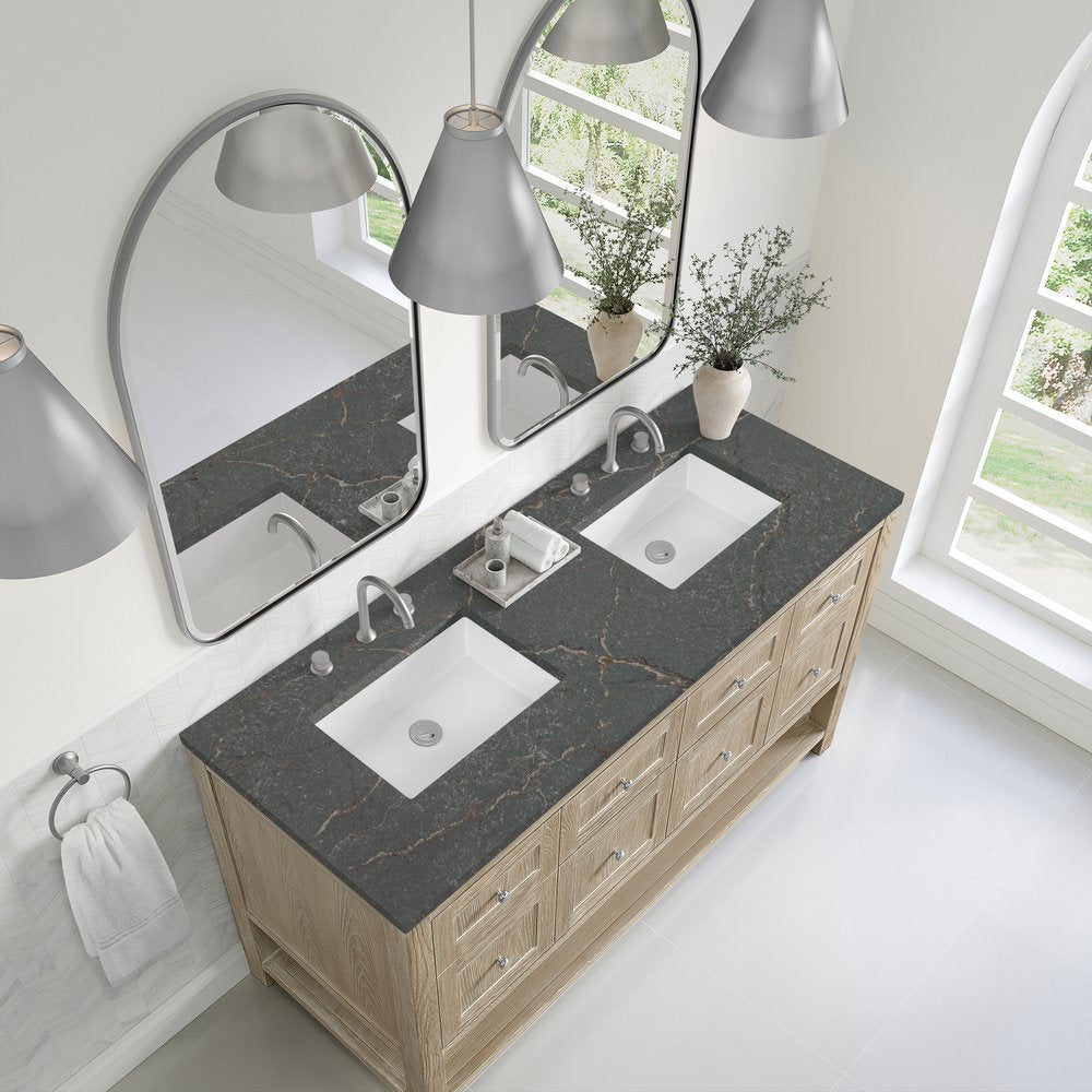 James Martin - Breckenridge 60" Double Vanity, Whitewashed Oak w/ 3 CM Parisien Bleu Top - 330-V60D-WWO-3PBL view 7