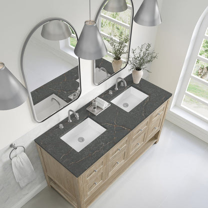 James Martin - Breckenridge 60" Double Vanity, Whitewashed Oak w/ 3 CM Parisien Bleu Top - 330-V60D-WWO-3PBL view 7