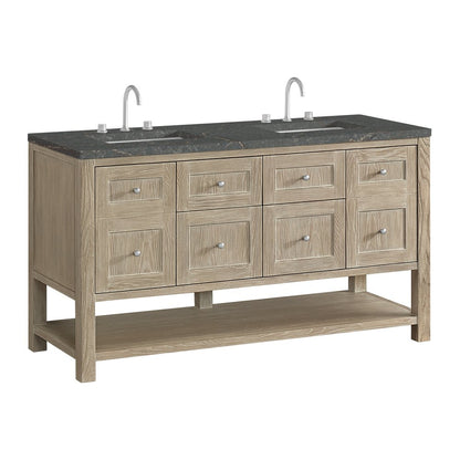 James Martin - Breckenridge 60" Double Vanity, Whitewashed Oak w/ 3 CM Parisien Bleu Top - 330-V60D-WWO-3PBL view 10