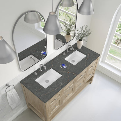 James Martin - Breckenridge 60" Double Vanity, Whitewashed Oak w/ 3 CM Parisien Bleu Top w/FreePower Wireless Charger - 330-V60D-WWO-FPBL view 8
