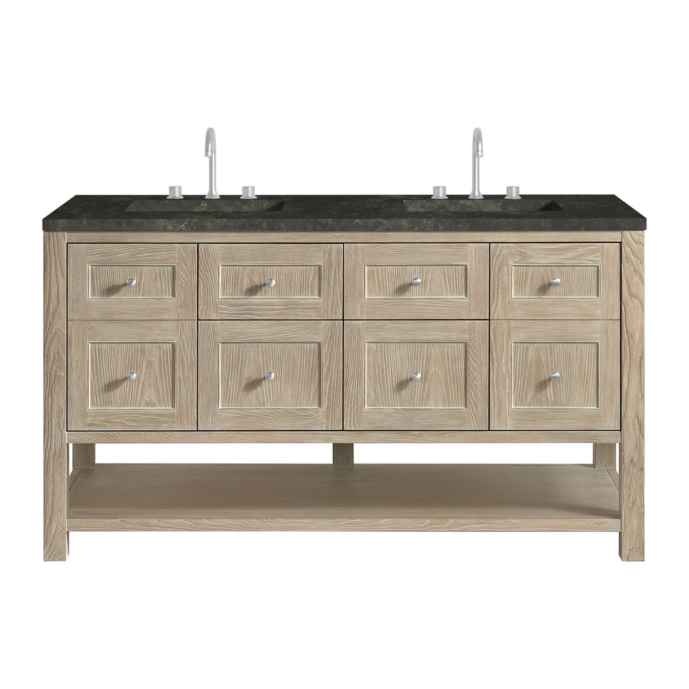 James Martin - Breckenridge 60" Double Vanity, Whitewashed Oak, w/ 3 CM Phantome Eclos Top - 330-V60D-WWO-3PHT view 1