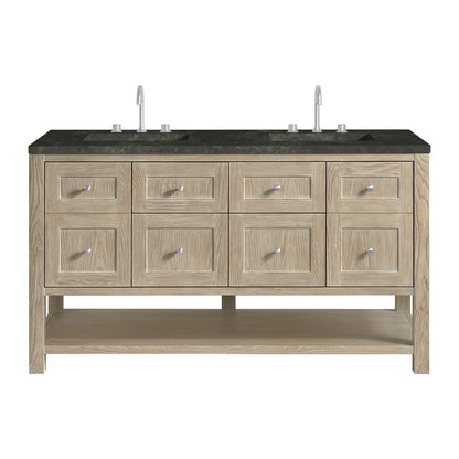 James Martin - Breckenridge 60" Double Vanity, Whitewashed Oak, w/ 3 CM Phantome Eclos Top - 330-V60D-WWO-3PHT view 1