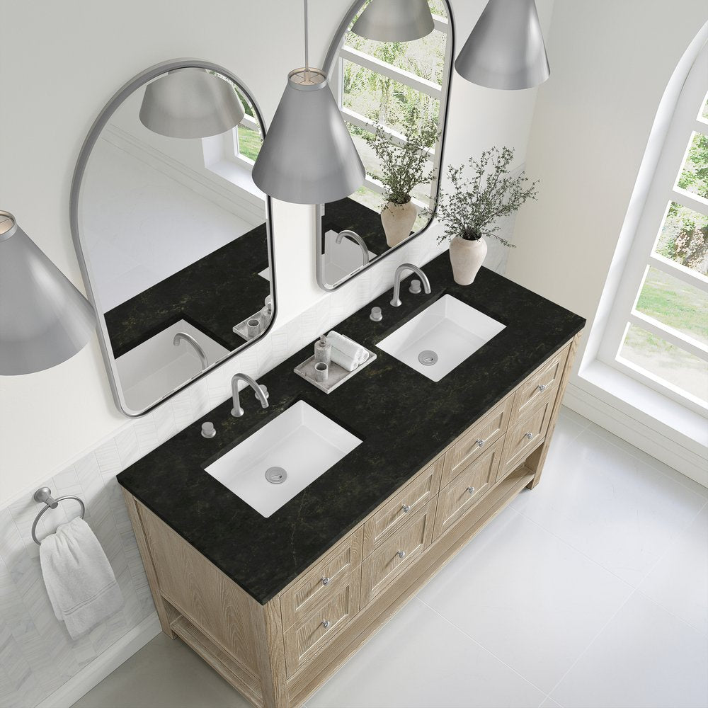 James Martin - Breckenridge 60" Double Vanity, Whitewashed Oak, w/ 3 CM Phantome Eclos Top - 330-V60D-WWO-3PHT view 7