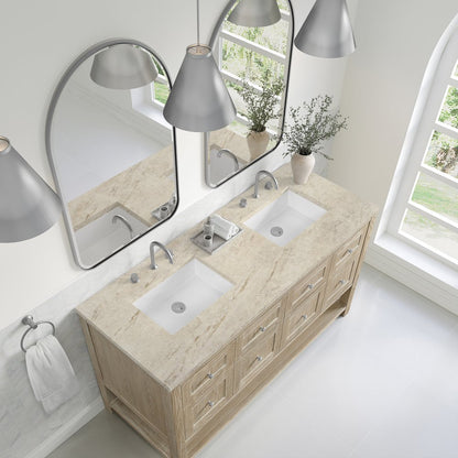 James Martin - Breckenridge 60" Double Vanity, Whitewashed Oak, w/ 3 CM Tajnar Eclos Top - 330-V60D-WWO-3TJR view 7