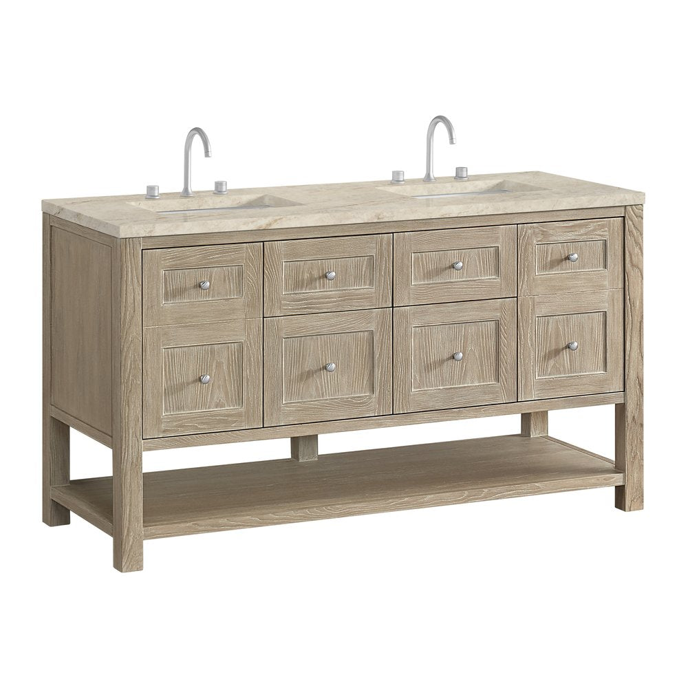 James Martin - Breckenridge 60" Double Vanity, Whitewashed Oak, w/ 3 CM Tajnar Eclos Top - 330-V60D-WWO-3TJR view 10