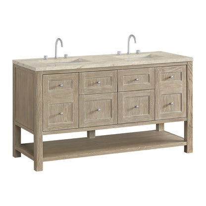 James Martin - Breckenridge 60" Double Vanity, Whitewashed Oak, w/ 3 CM Tajnar Eclos Top - 330-V60D-WWO-3TJR view 10