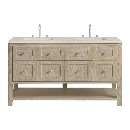 James Martin - Breckenridge 60" Double Vanity, Whitewashed Oak, w/ 3 CM Tajnar Eclos Top w/FreePower Wireless Charger - 330-V60D-WWO-FTJR view 1
