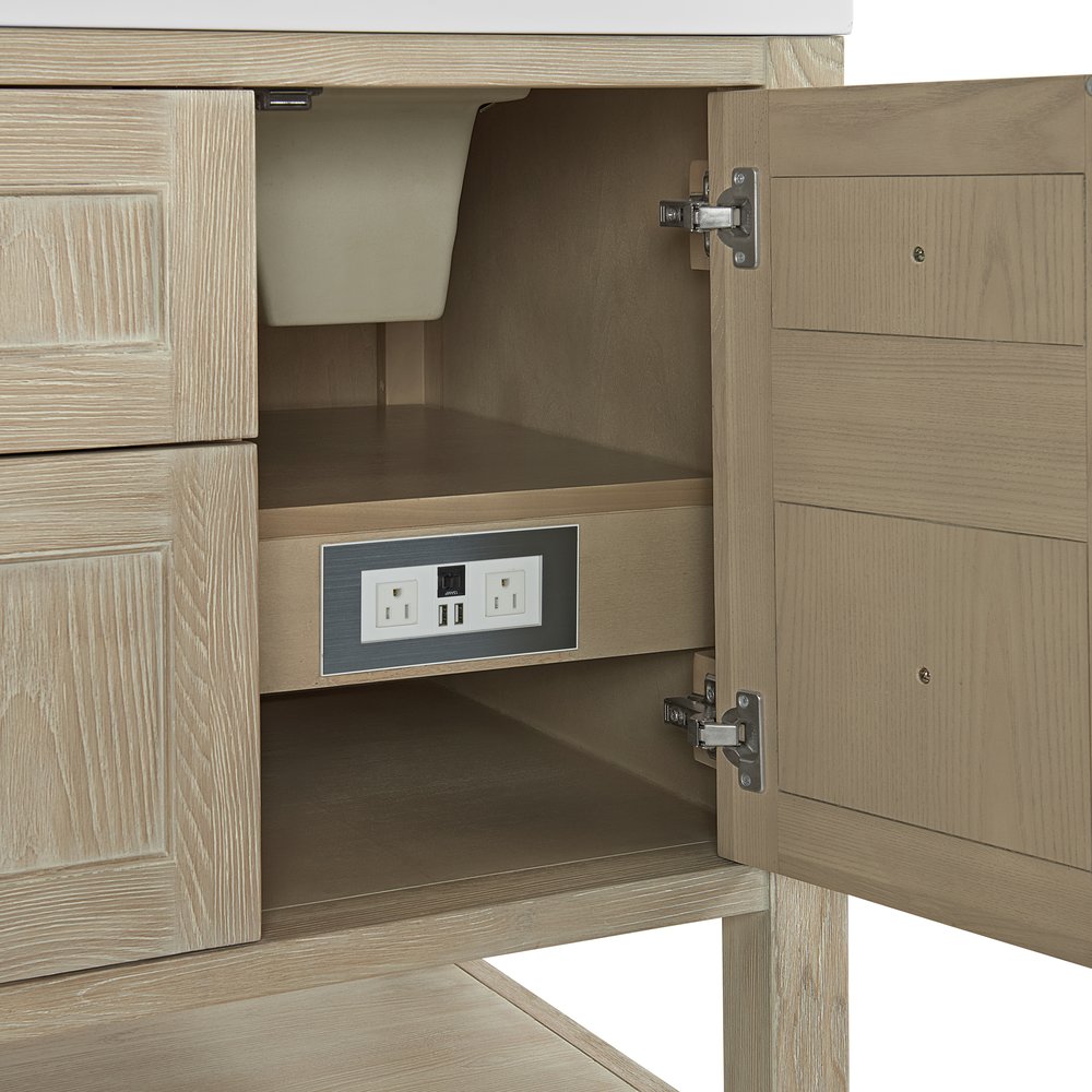 James Martin - Breckenridge 60" Double Vanity, Whitewashed Oak, w/ 3 CM White Zeus Quartz Top - 330-V60D-WWO-3WZ view 14