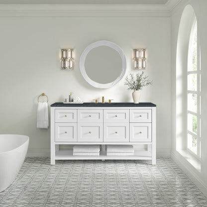 James Martin - Breckenridge 60" Single Vanity, Bright White, w/ 3 CM Charcoal Soapstone Quartz Top - 330-V60S-BW-3CSP view 3