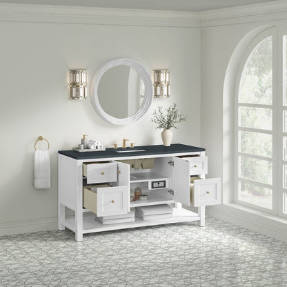 James Martin - Breckenridge 60" Single Vanity, Bright White, w/ 3 CM Charcoal Soapstone Quartz Top - 330-V60S-BW-3CSP view 5