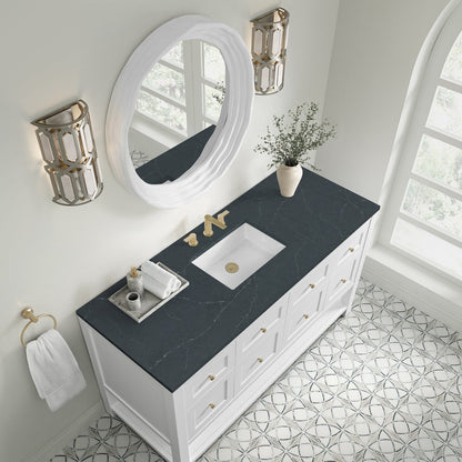 James Martin - Breckenridge 60" Single Vanity, Bright White, w/ 3 CM Charcoal Soapstone Quartz Top - 330-V60S-BW-3CSP view 7