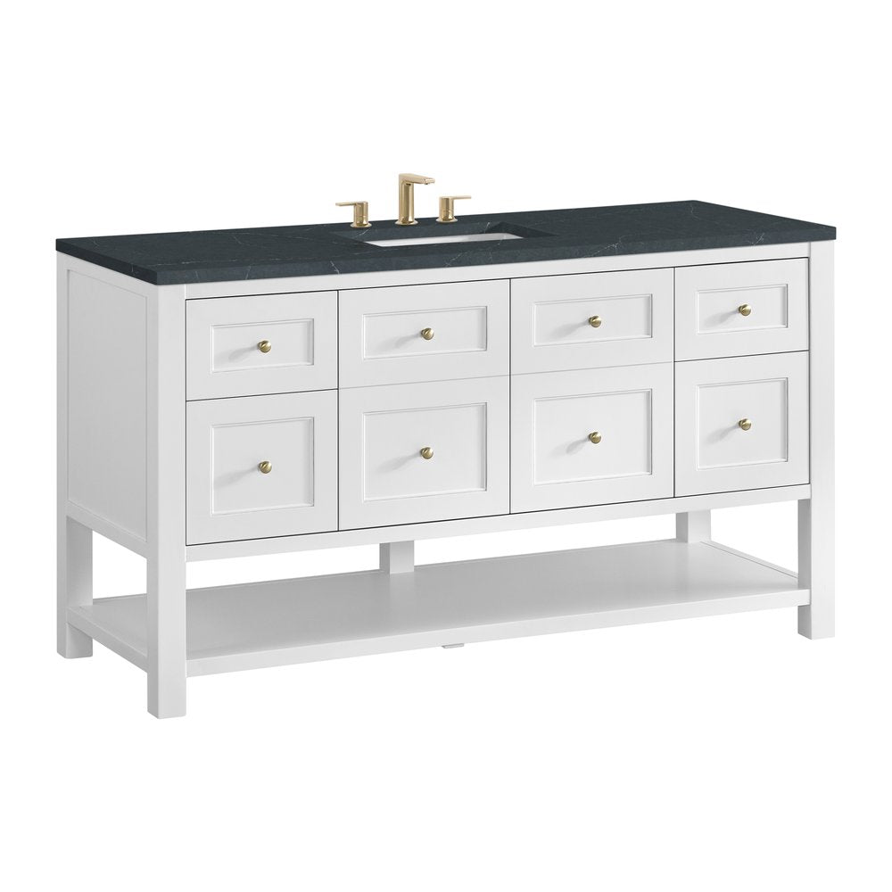 James Martin - Breckenridge 60" Single Vanity, Bright White, w/ 3 CM Charcoal Soapstone Quartz Top - 330-V60S-BW-3CSP view 10