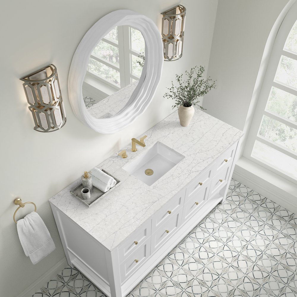 James Martin - Breckenridge 60" Single Vanity, Bright White, w/ 3 CM Eternal Jasmine Pearl Quartz Top - 330-V60S-BW-3EJP view 7