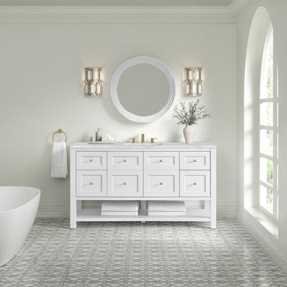 James Martin - Breckenridge 60" Single Vanity, Bright White, w/ 3 CM Ethereal Noctis Quartz Top - 330-V60S-BW-3ENC view 3