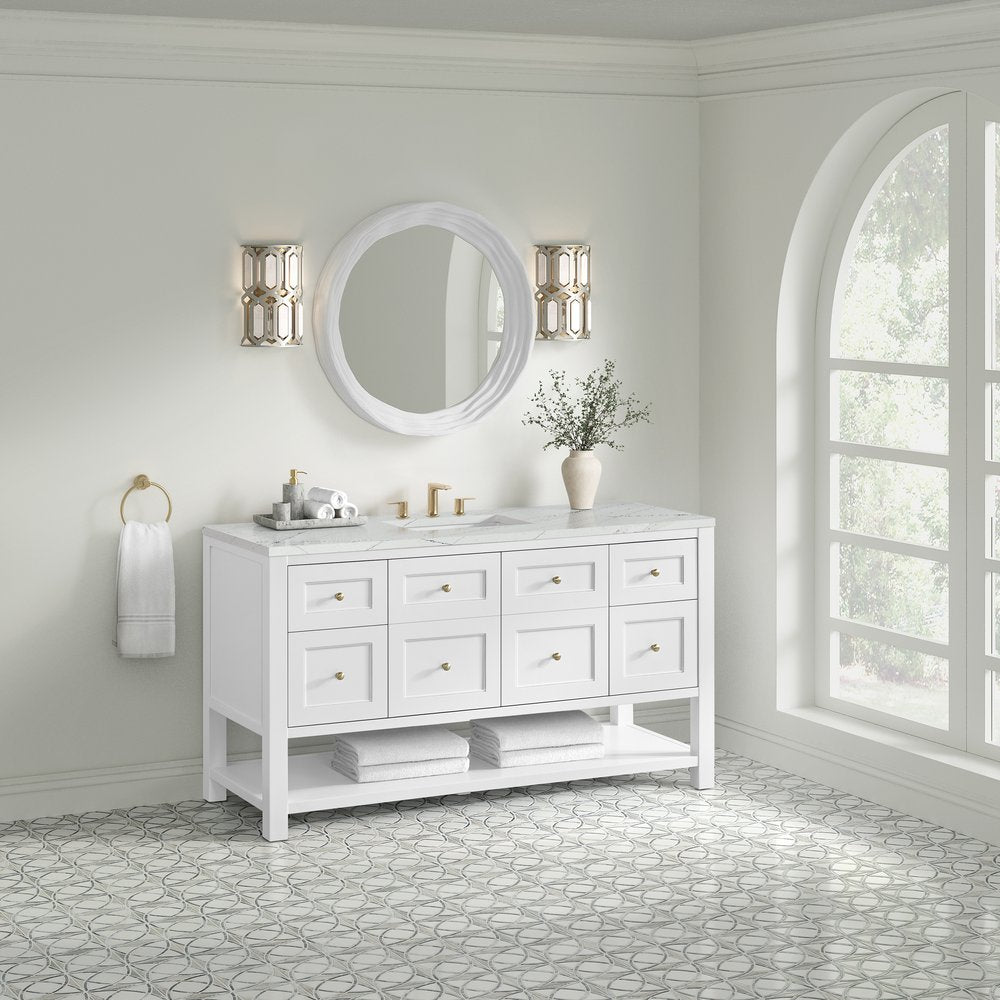 James Martin - Breckenridge 60" Single Vanity, Bright White, w/ 3 CM Ethereal Noctis Quartz Top - 330-V60S-BW-3ENC view 4