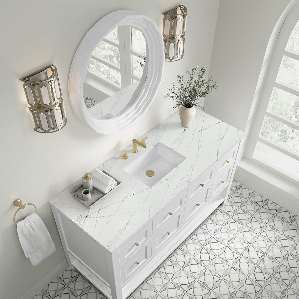 James Martin - Breckenridge 60" Single Vanity, Bright White, w/ 3 CM Ethereal Noctis Quartz Top - 330-V60S-BW-3ENC view 7