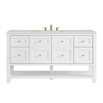 James Martin - Breckenridge 60" Single Vanity, Bright White, w/ 3 CM Lime Delight Quartz Top - 330-V60S-BW-3LDL view 1