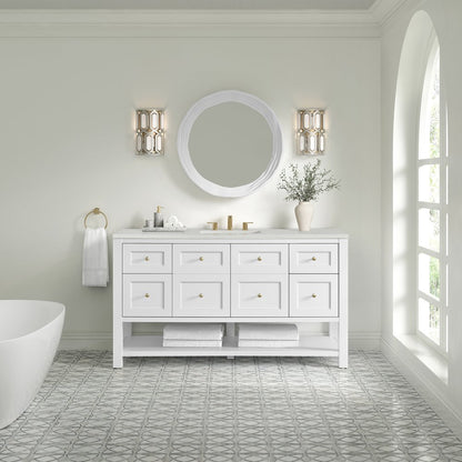 James Martin - Breckenridge 60" Single Vanity, Bright White, w/ 3 CM Lime Delight Quartz Top - 330-V60S-BW-3LDL view 3