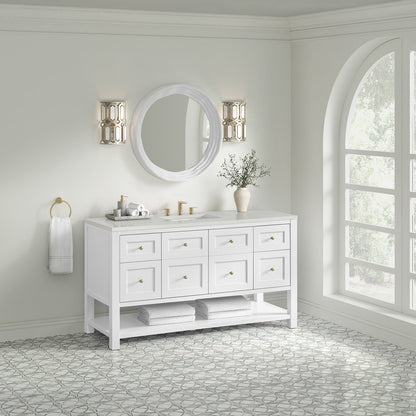 James Martin - Breckenridge 60" Single Vanity, Bright White, w/ 3 CM Lime Delight Quartz Top - 330-V60S-BW-3LDL view 4
