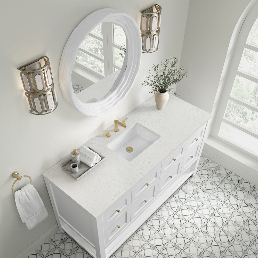 James Martin - Breckenridge 60" Single Vanity, Bright White, w/ 3 CM Lime Delight Quartz Top - 330-V60S-BW-3LDL view 7