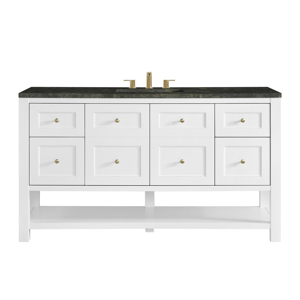 James Martin - Breckenridge 60" Single Vanity, Bright White, w/ 3 CM Phantome Eclos Top - 330-V60S-BW-3PHT view 1