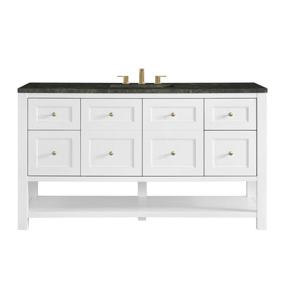 James Martin - Breckenridge 60" Single Vanity, Bright White, w/ 3 CM Phantome Eclos Top - 330-V60S-BW-3PHT view 1