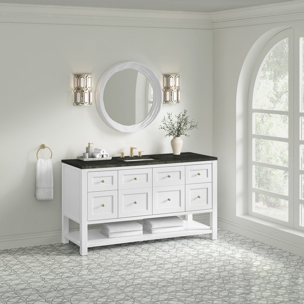 James Martin - Breckenridge 60" Single Vanity, Bright White, w/ 3 CM Phantome Eclos Top - 330-V60S-BW-3PHT view 4