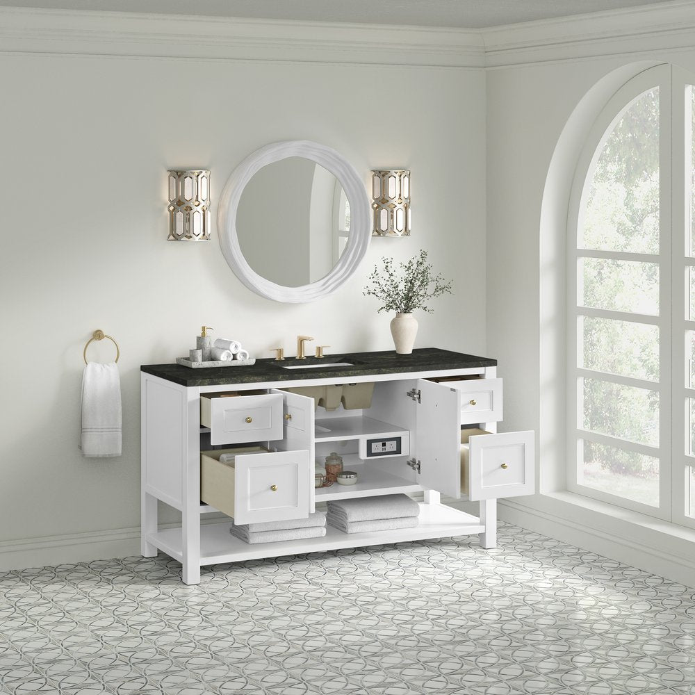 James Martin - Breckenridge 60" Single Vanity, Bright White, w/ 3 CM Phantome Eclos Top - 330-V60S-BW-3PHT view 5