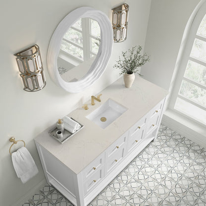 James Martin - Breckenridge 60" Single Vanity, Bright White, w/ 3 CM Siberian Silestone Top - 330-V60S-BW-3SFR view 7