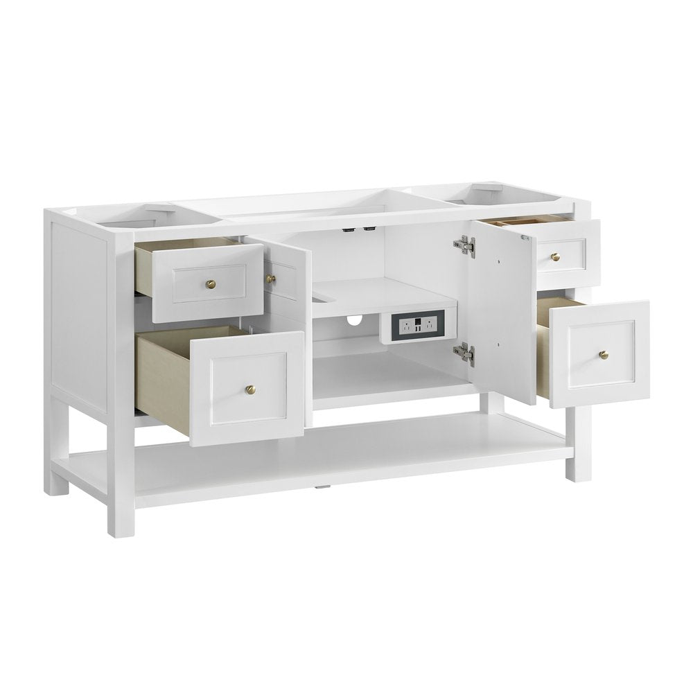 James Martin - Breckenridge 60" Single Vanity, Bright White, w/ 3 CM Siberian Silestone Top - 330-V60S-BW-3SFR view 8