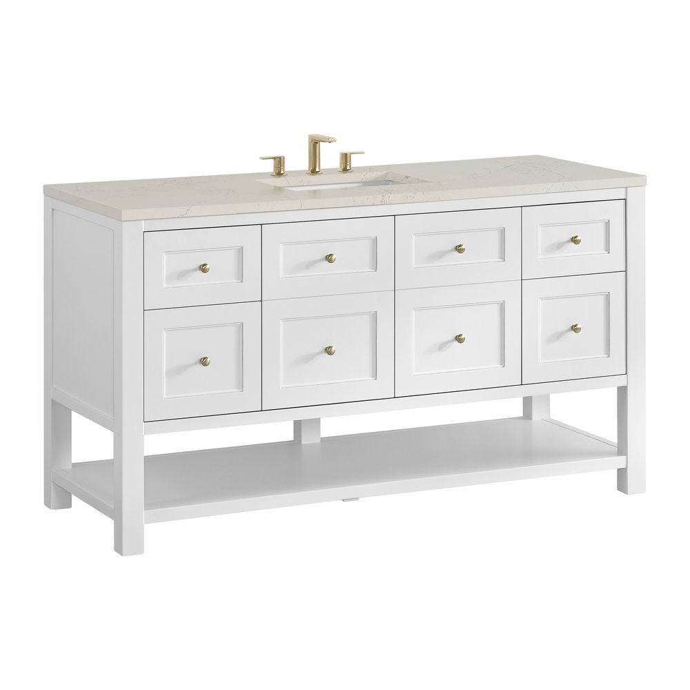 James Martin - Breckenridge 60" Single Vanity, Bright White, w/ 3 CM Siberian Silestone Top - 330-V60S-BW-3SFR view 10