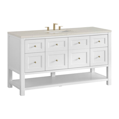 James Martin - Breckenridge 60" Single Vanity, Bright White, w/ 3 CM Siberian Silestone Top - 330-V60S-BW-3SFR view 10