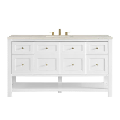 James Martin - Breckenridge 60" Single Vanity, Bright White, w/ 3 CM Siberian Silestone Top w/FreePower Wireless Charger - 330-V60S-BW-FSFR view 1