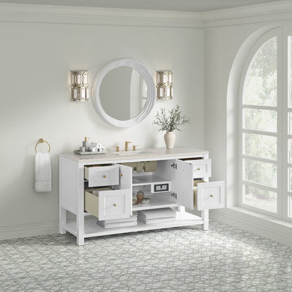 James Martin - Breckenridge 60" Single Vanity, Bright White, w/ 3 CM Siberian Silestone Top w/FreePower Wireless Charger - 330-V60S-BW-FSFR view 5